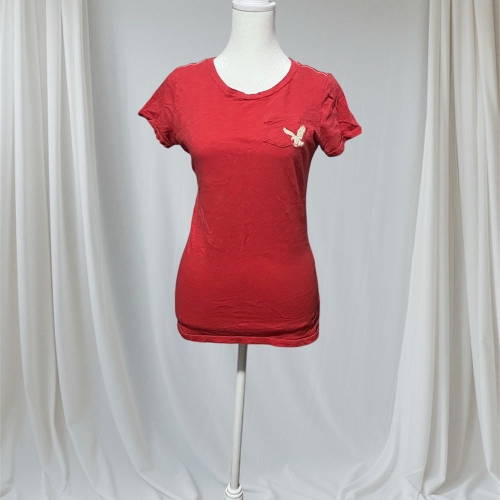 American Eagle Outfitters Red Women's Top with Eagle Detail